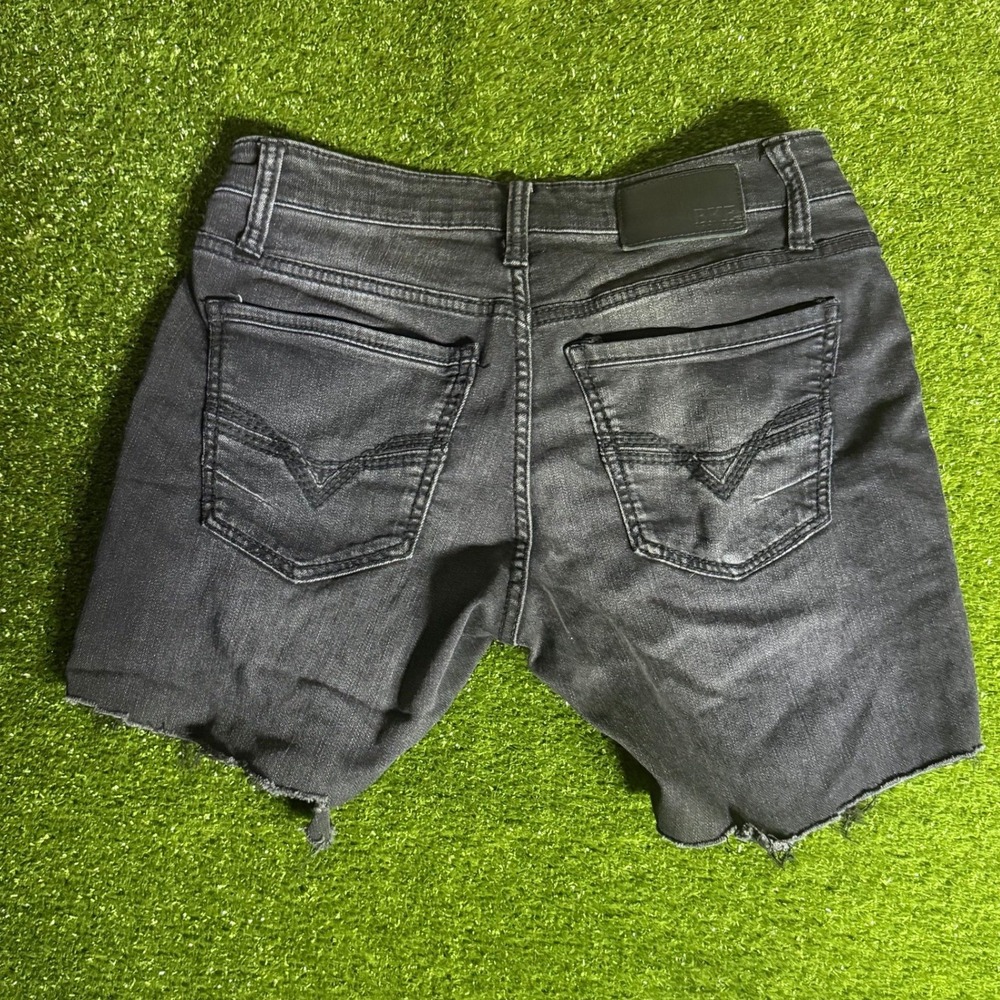BKE Mason Mens Black Denim Shorts Raw Hem Faded Stretch Size 29x34 Cut Off - Picture 1 of 8